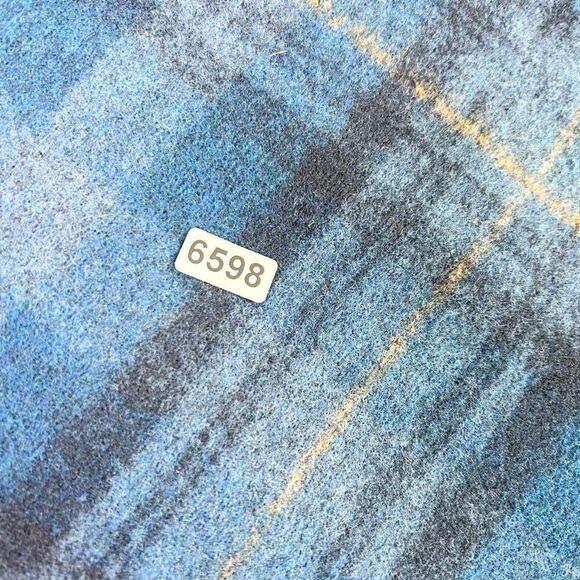 John Wayne Wooly  Fleece Sweater Mens Small Blue Quarter Snap Button Plaid New - Picture 11 of 11